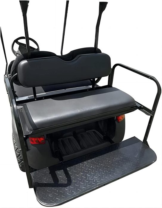 ECOTRIC Back Seat 2004 and Up Club Car Golf Cart Flip Rear Black Seat Kit